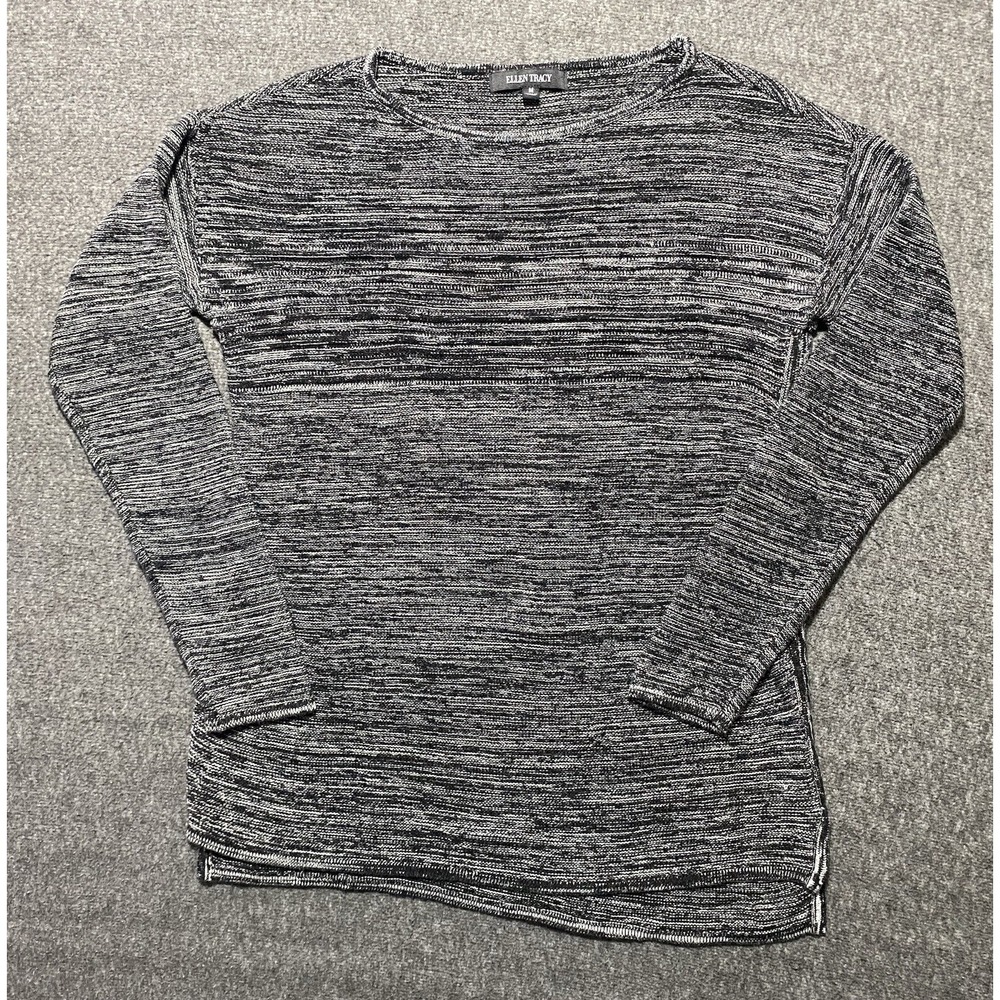Ellen Tracy Knit Long Sleeve Sweater Tunic Gray Women's Size M